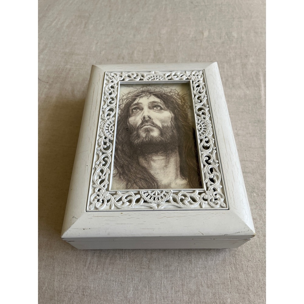 Vintage Crown of Thorns Jesus Christ Jewelry Box Mark Cannon Art Religious Gift